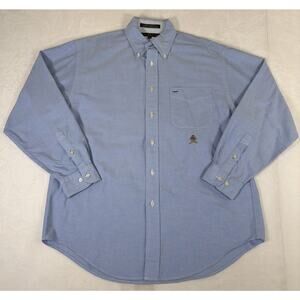 Tommy Hilfiger Men's Non-Iron Button Down Shirt Blue Micro Pattern Size Medium